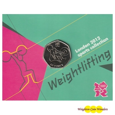 2011 BU 50p Coin (Card) - London 2012 - Weightlifting - Click Image to Close